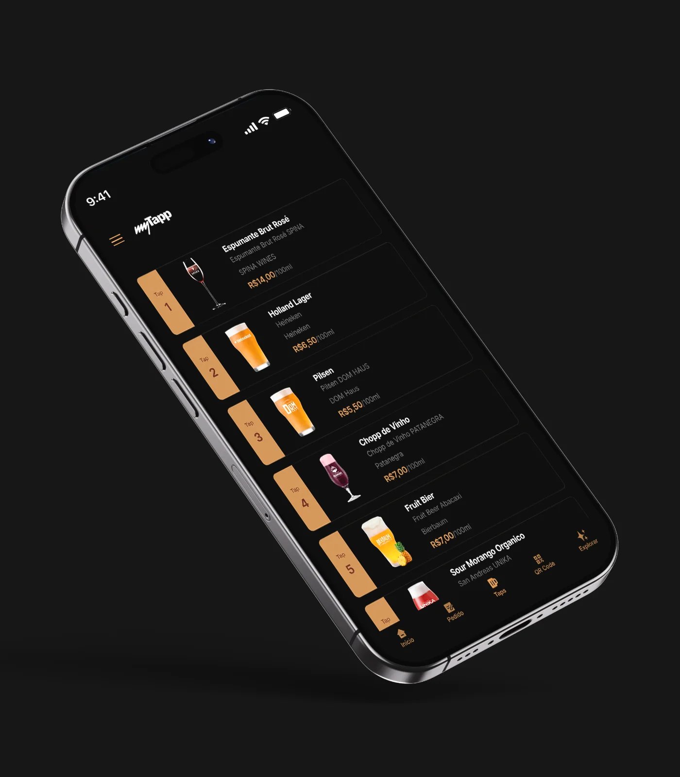 Tela do app cardapio de bebidas