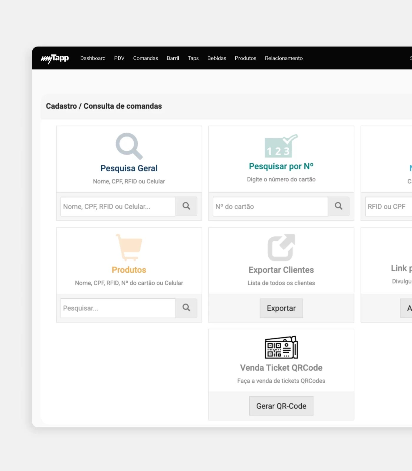 Tela do software de gestão simplificada myTapp PDV Lite