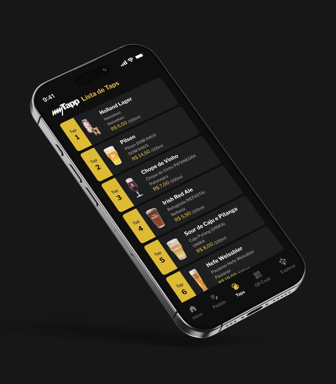 Mockup do aplicativo para celulares da myTapp